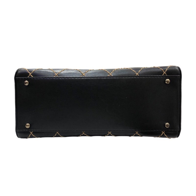 シャネル CHANEL ワイルドステッチハンドバッグ A18121 ブラック/シルバー カーフ レディース ハンドバッグ