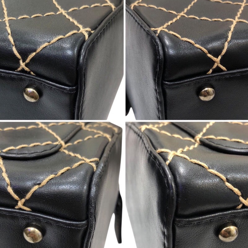 シャネル CHANEL ワイルドステッチハンドバッグ A18121 ブラック/シルバー カーフ レディース ハンドバッグ