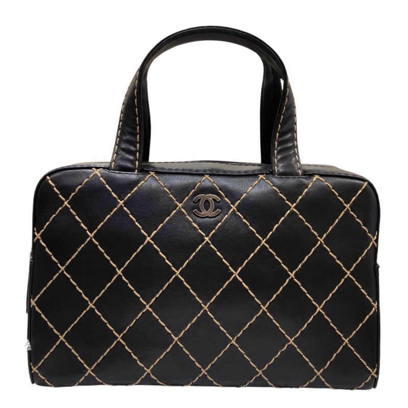シャネル CHANEL ワイルドステッチハンドバッグ A18121 ブラック/シルバー カーフ レディース ハンドバッグ