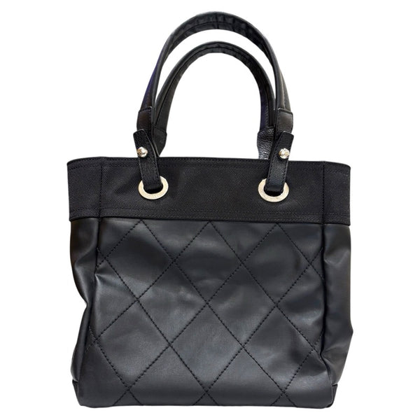シャネル CHANEL パリビアリッツトートPM A34208 ブラック SV金具 コーティングキャンバス レディース トートバッグ