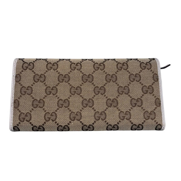 グッチ GUCCI GGキャンバス二つ折り長財布 204836 ベージュ×ホワイト GGキャンバス ユニセックス 長財布