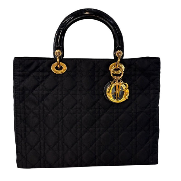 美品　クリスチャンディオール　ハンドバッグ　ナイロン　エナメル　黒ブラック 日本直送 名牌中古包 】Christian Dior クリスチャン ディオール