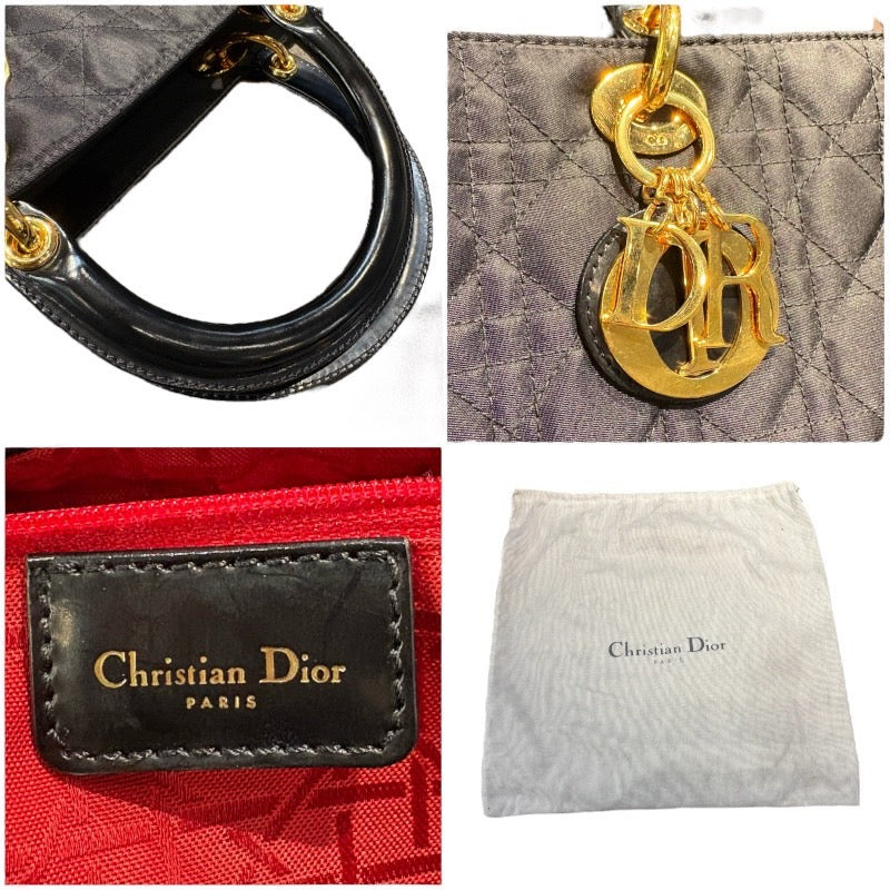 クリスチャン・ディオール Christian Dior レディディオールラージ ブラック シルクサテン レディース トートバッグ