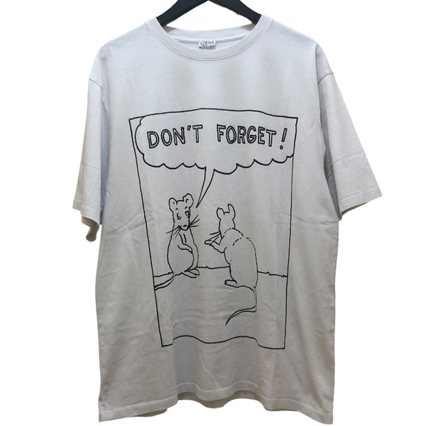 ロエベ LOEWE DONT FORGET プリント半袖Tシャツ H526Y22J29 ホワイト コットン メンズ 半袖Ｔシャツ