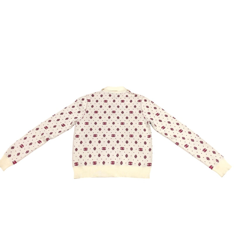 シャネル CHANEL ココマークハーフジップニットシャツ P74276 ホワイト シルク シルク レディース ポロシャツ