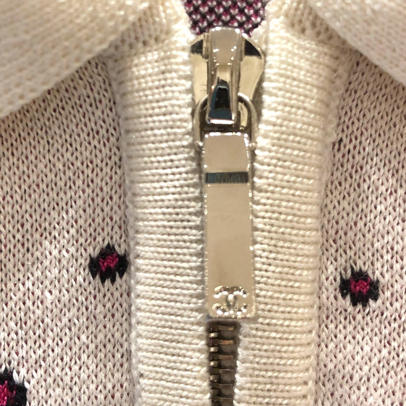 シャネル CHANEL ココマークハーフジップニットシャツ P74276 ホワイト シルク シルク レディース ポロシャツ