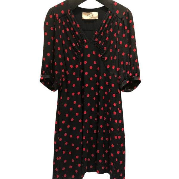 セリーヌ CELINE ドレープネックドットワンピース 2R378334F ブラック