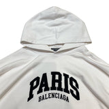 バレンシアガ BALENCIAGA PARIS刺繍プルオーバーパーカー 2022年 674986 ホワイト コットン メンズ パーカー