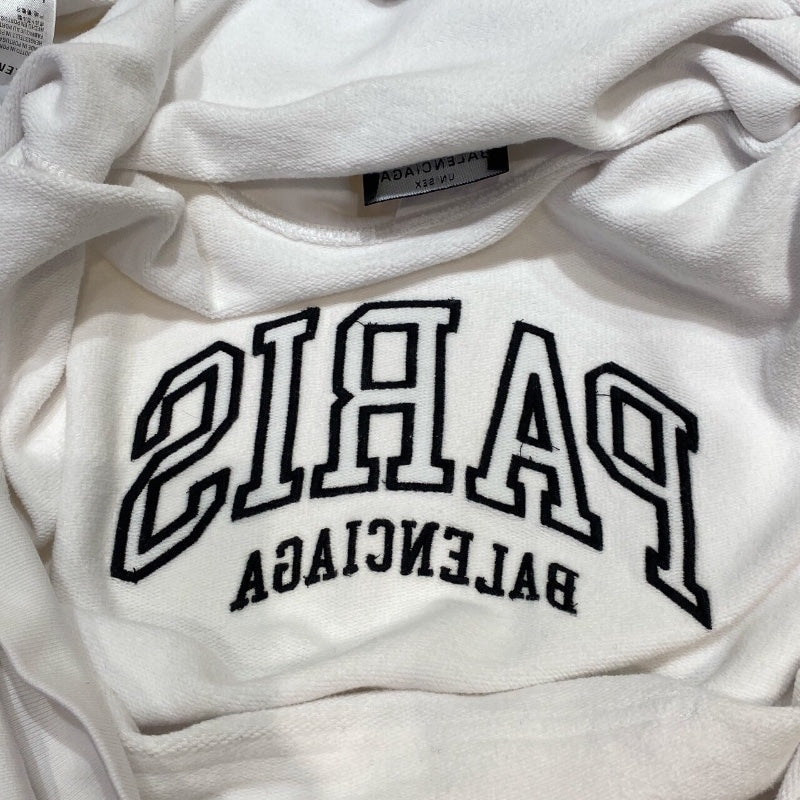 バレンシアガ BALENCIAGA PARIS刺繍プルオーバーパーカー 2022年 674986 ホワイト コットン メンズ パーカー