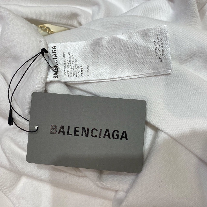 バレンシアガ BALENCIAGA PARIS刺繍プルオーバーパーカー 2022年 674986 ホワイト コットン メンズ パーカー