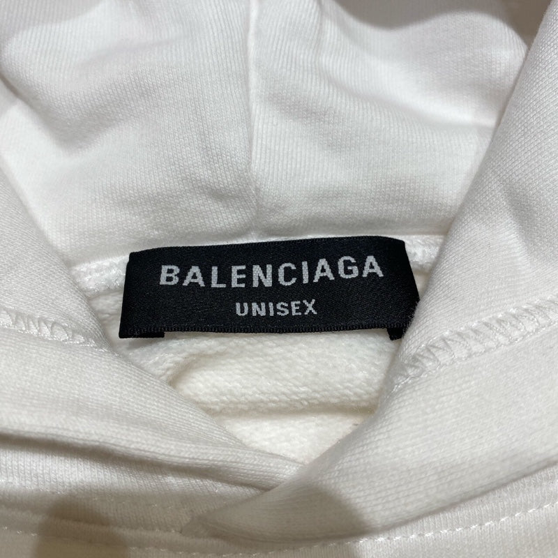 バレンシアガ BALENCIAGA PARIS刺繍プルオーバーパーカー 2022年 674986 ホワイト コットン メンズ パーカー