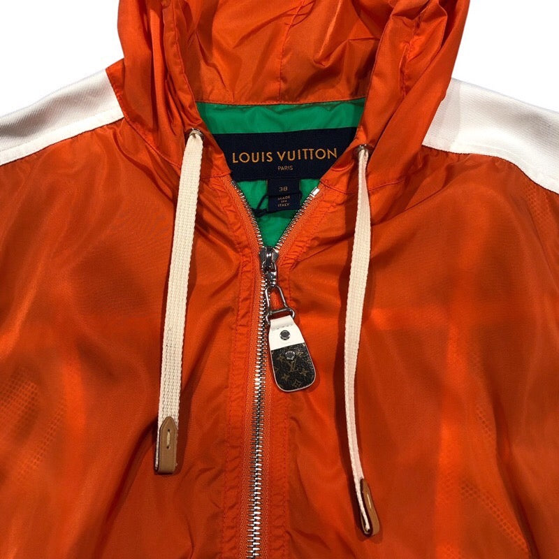 ルイ・ヴィトン LOUIS VUITTON ジップアップフーテッドブルゾン FLOW07 グリーン/オレンジ/ホワイト ナイロン メンズ ブルゾン