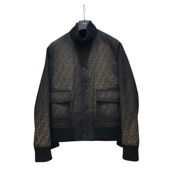 フェンディ FENDI FF総柄 ボンバージャケット FW1165 ブラウン ポリエステル メンズ ミリタリージャケット