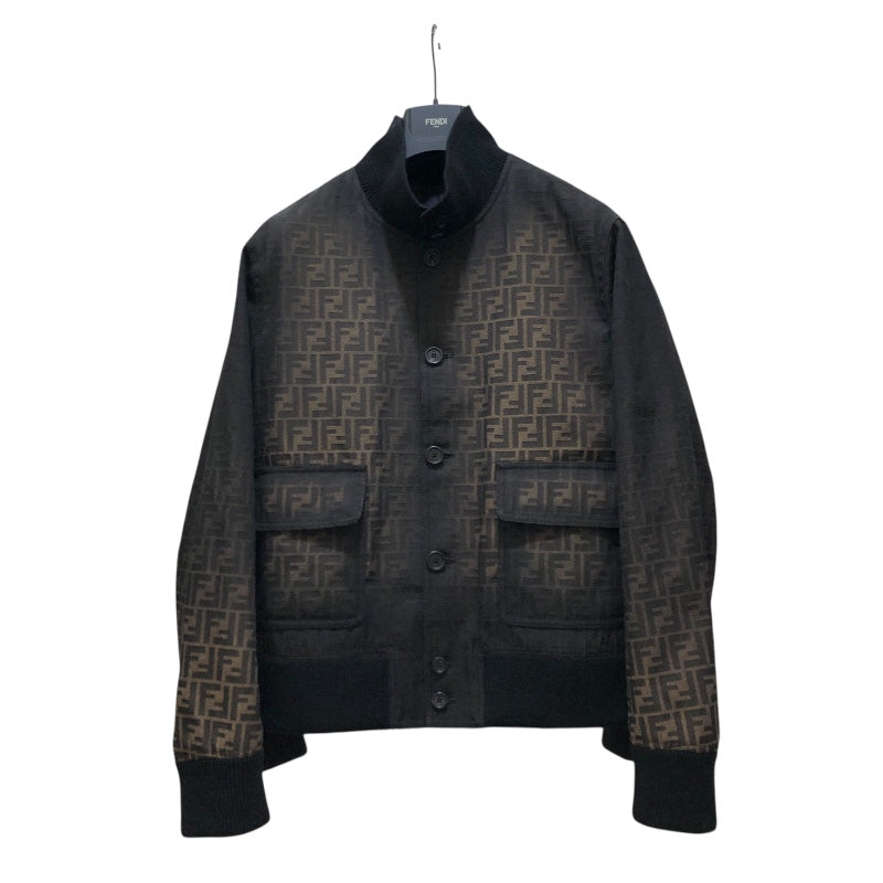 フェンディ FENDI FF総柄 ボンバージャケット FW1165 ブラウン ポリエステル メンズ ミリタリージャケット
