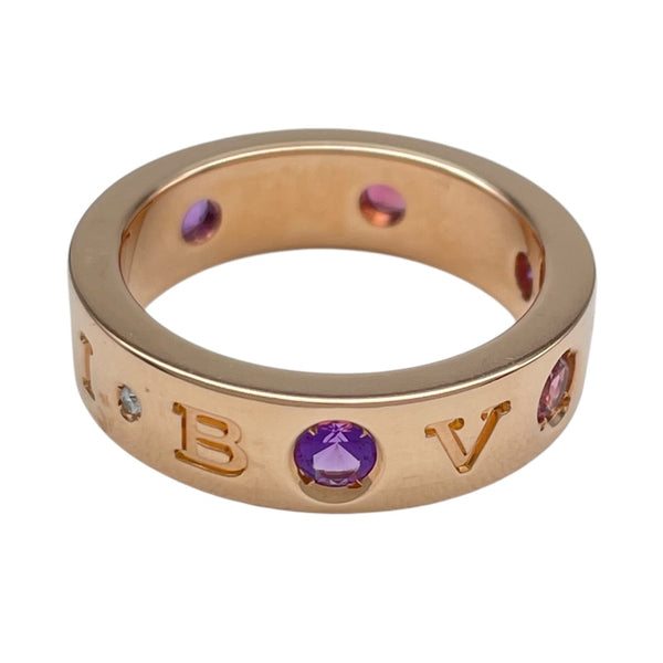 ブルガリ BVLGARI ブルガリブルガリローマンソルベリング ピンクゴールド Au750 アメシスト ジュエリー