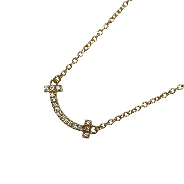 ティファニー TIFFANY＆CO Tスマイルダイヤネックレスミニ ゴールド Au750 ダイヤモンド ジュエリー