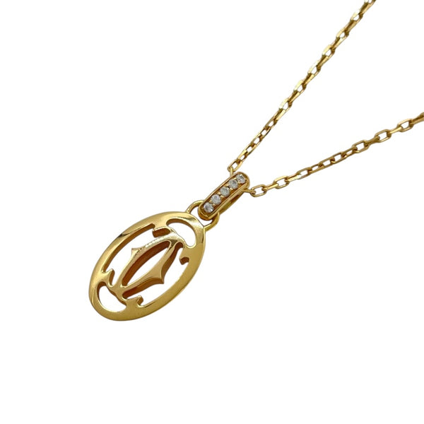 カルティエ Cartier ロゴドゥーブルダイヤネックレス ピンクゴールド Au750 ダイヤモンド ジュエリー