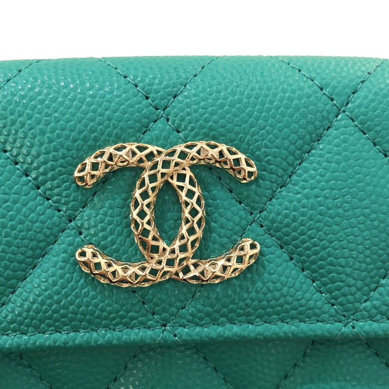 シャネル CHANEL マトラッセ　スモール　フラップ　ウォレット AP3182 キャビア レディース 三つ折り財布