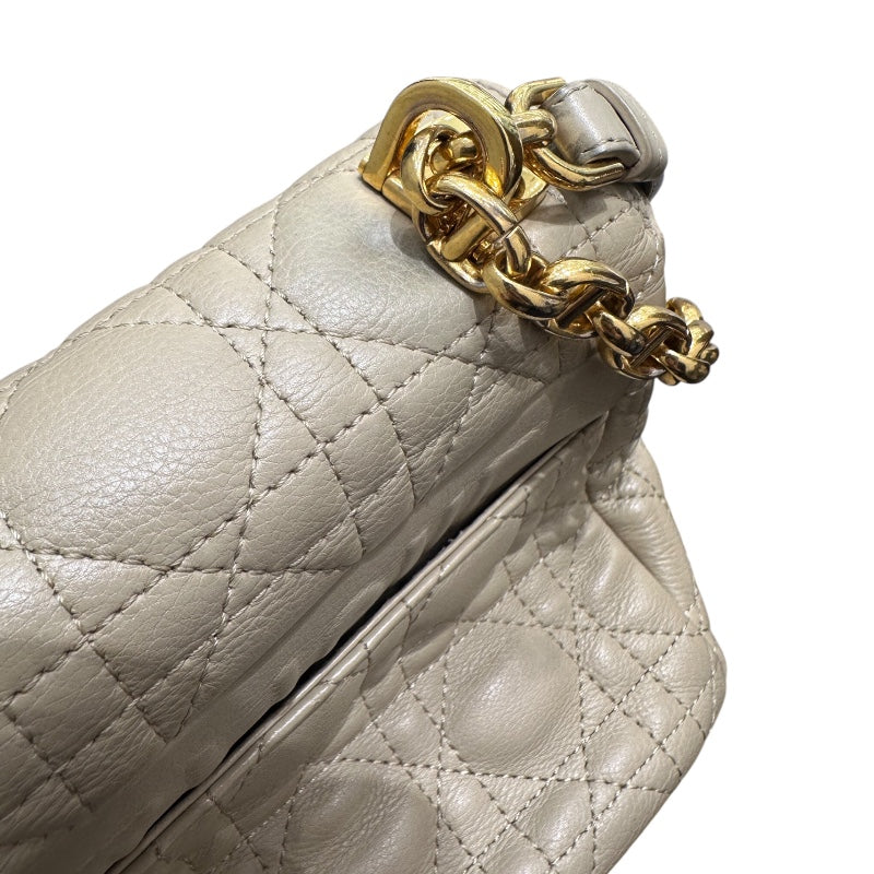 クリスチャン・ディオール Christian Dior カロミディアム ベージュ ラムスキン レディース ショルダーバッグ