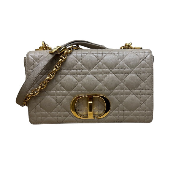 クリスチャン・ディオール Christian Dior カロミディアム ベージュ ラムスキン レディース ショルダーバッグ