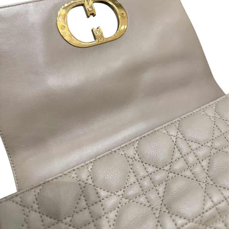 クリスチャン・ディオール Christian Dior カロミディアム ベージュ ラムスキン レディース ショルダーバッグ