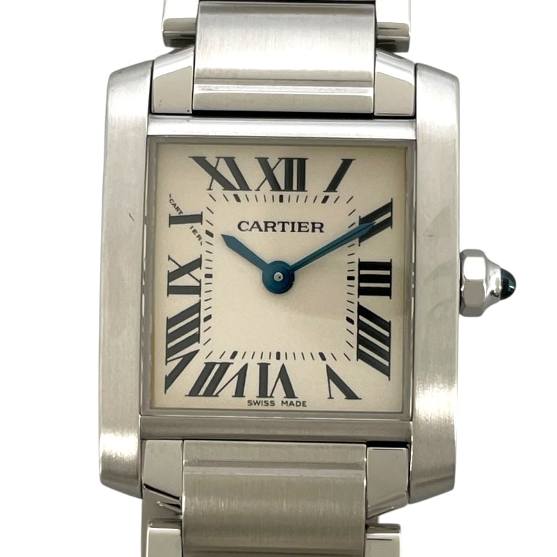 カルティエ Cartier タンクフランセーズ SM W51008Q3 アイボリー SS クオーツ レディース 腕時計