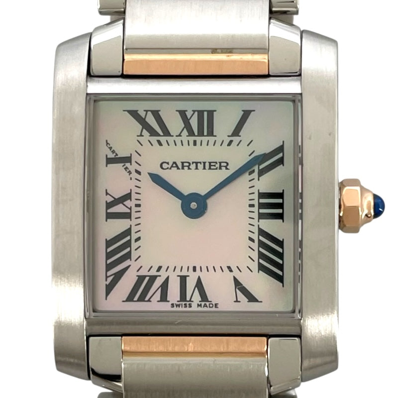 カルティエ Cartier タンクフランセーズ SM ピンクシェル W51027Q4 ピンクシェル K18PG/SS クオーツ レディース 腕時計