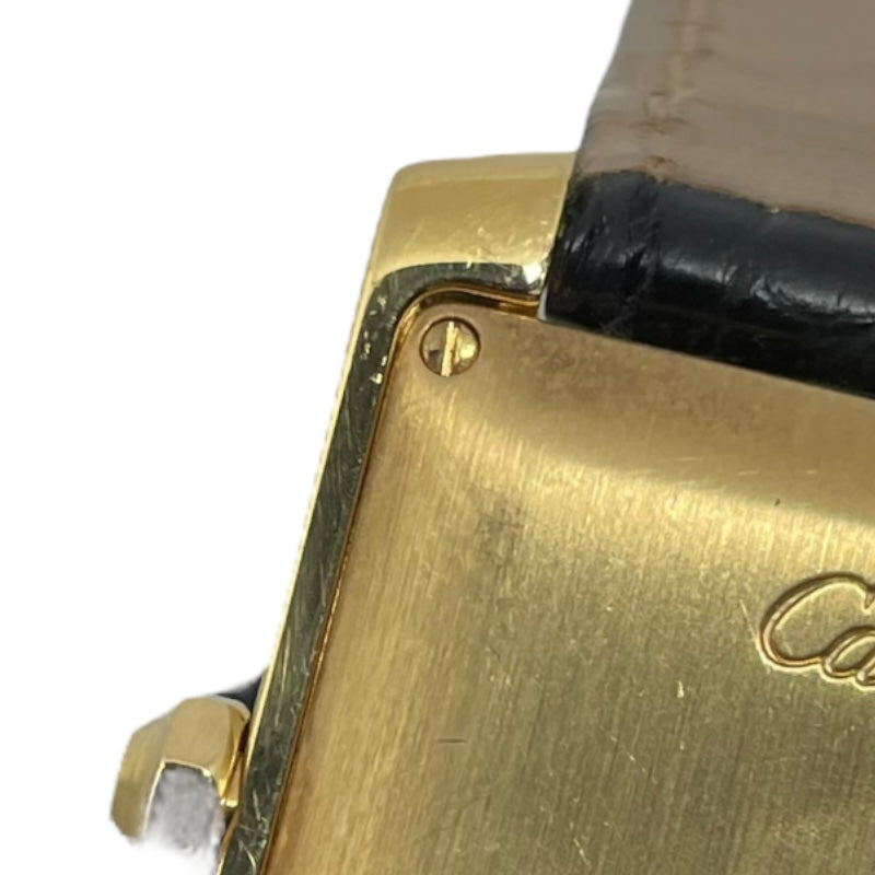カルティエ Cartier タンクフランセーズ LM W5000156 ホワイト K18YG/革ベルト 自動巻き メンズ 腕時計