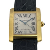 カルティエ Cartier タンクフランセーズ LM W5000156 ホワイト K18YG/革ベルト 自動巻き メンズ 腕時計
