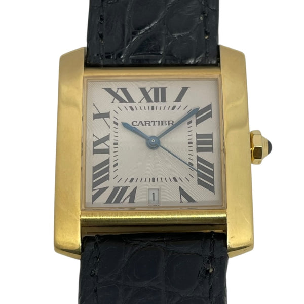 カルティエ Cartier タンクフランセーズ LM W5000156 ホワイト K18YG/革ベルト 自動巻き メンズ 腕時計