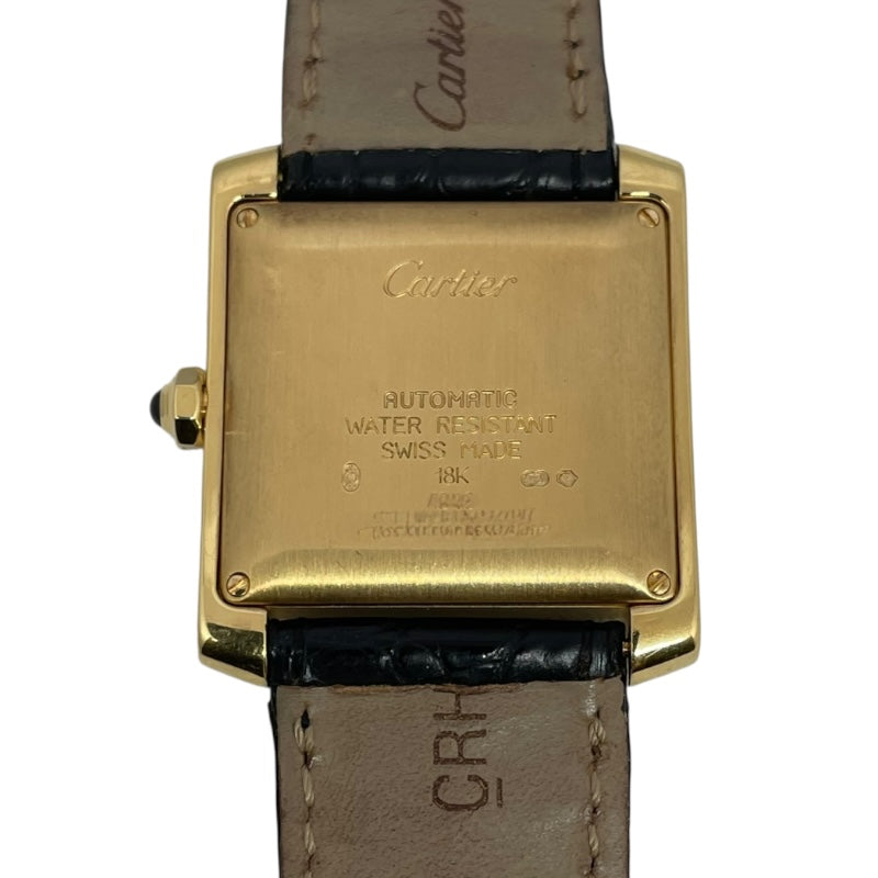 カルティエ Cartier タンクフランセーズ LM W5000156 ホワイト K18YG/革ベルト 自動巻き メンズ 腕時計