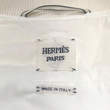 エルメス HERMES レザー切替ブルゾン ホワイト コットン レディース ブルゾン