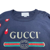 グッチ GUCCI ロゴプリントスウェットシャツ 497253 ブラック　レッド　 コットン メンズ スウェット