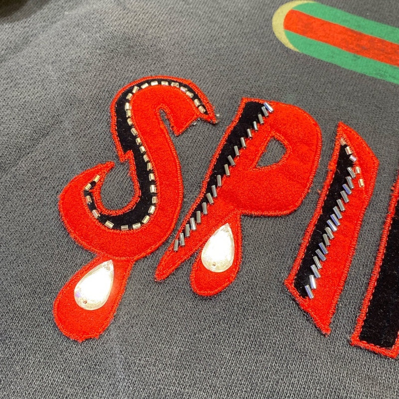 グッチ GUCCI ロゴプリントスウェットシャツ 497253 ブラック　レッド　 コットン メンズ スウェット