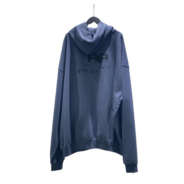 バレンシアガ BALENCIAGA ロゴプリントスウェットパーカー2022年 620973 ブルー コットン メンズ パーカー