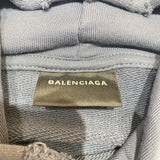 バレンシアガ BALENCIAGA ロゴプリントスウェットパーカー2022年 620973 ブルー コットン メンズ パーカー