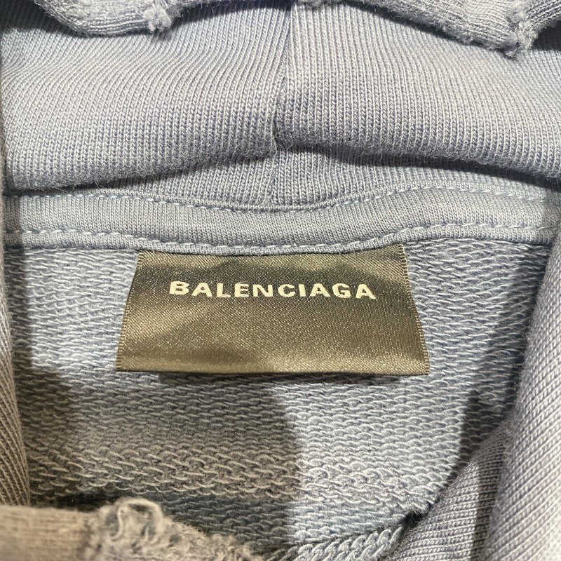 バレンシアガ BALENCIAGA ロゴプリントスウェットパーカー2022年 620973 ブルー コットン メンズ パーカー