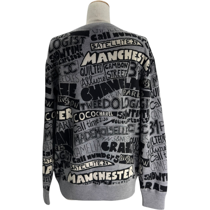 シャネル CHANEL ココマーク総柄ニットセーター P77667 グレー ウール レディース セーター シャネル CHANEL ココマーク総柄ニットセーター P77667 グレー ウール