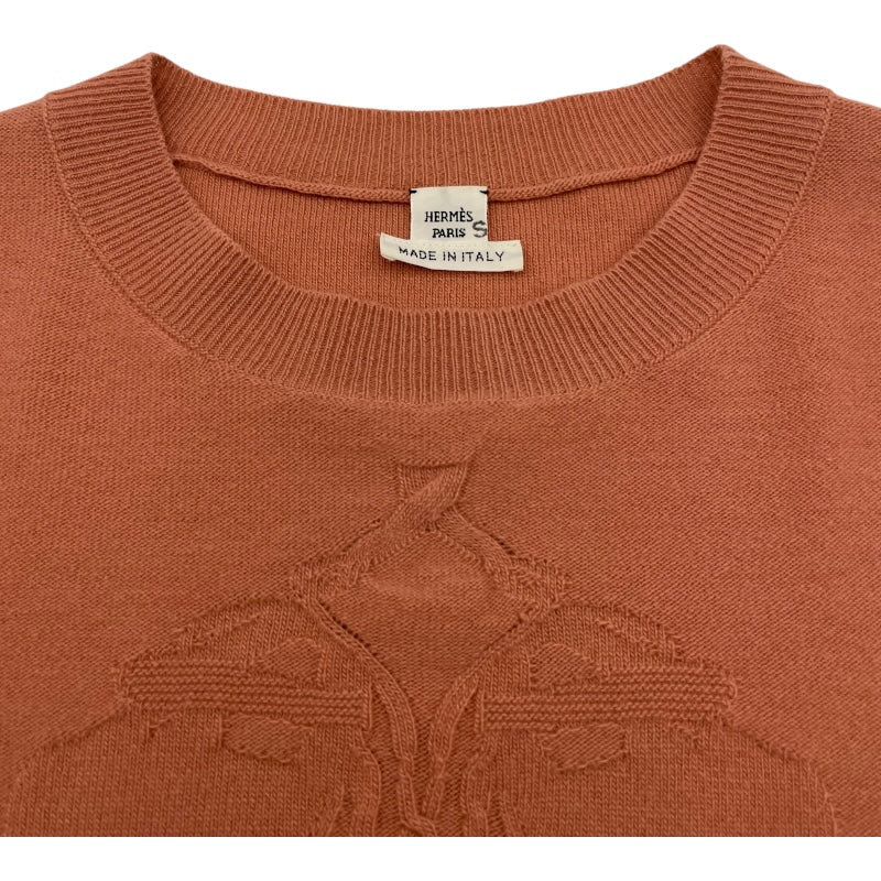 エルメス HERMES カシミヤ混ニットセーター オレンジ ウール