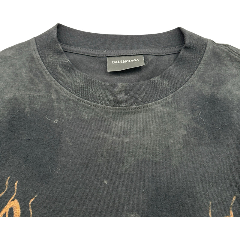 バレンシアガ BALENCIAGA HEAVY Lロゴ 長袖Tシャツ 745018 ブラック コットン レディース 長袖Ｔシャツ バレンシアガ BALENCIAGA HEAVY METALロゴ 長袖Tシャツ 745018