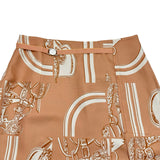 エルメス HERMES En Desordre Finesses シルクスカート 4E0330DQ ピンク シルク レディース スカート