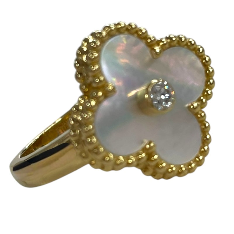 ヴァンクリーフ＆アーペル Van Cleef & Arpels ヴィンテージアルハンブラ1Pダイヤリング K18YG/マザーオブパール ジュエリー