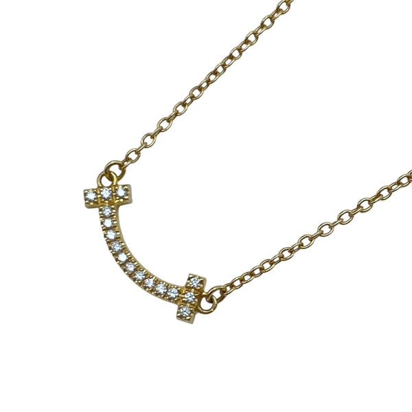ティファニー TIFFANY＆CO Tスマイルダイヤネックレスミニ ゴールド Au750 ジュエリー