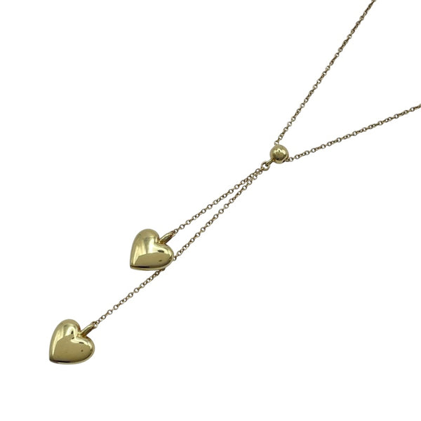 ティファニー TIFFANY＆CO ダブルドロップハートネックレス ゴールド 750 ジュエリー