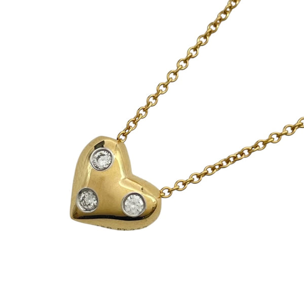 ティファニー TIFFANY＆CO ハートネックレス ゴールド K18YG/Pt950 ダイヤモンド ジュエリー