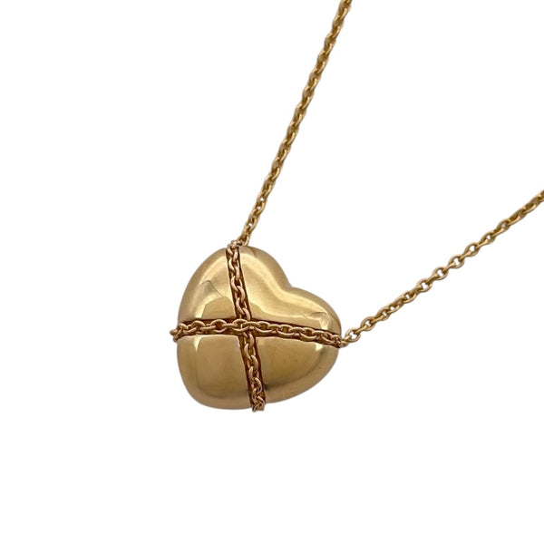 ティファニー TIFFANY＆CO クロスチェーン ハートネックレス K18YG ジュエリー