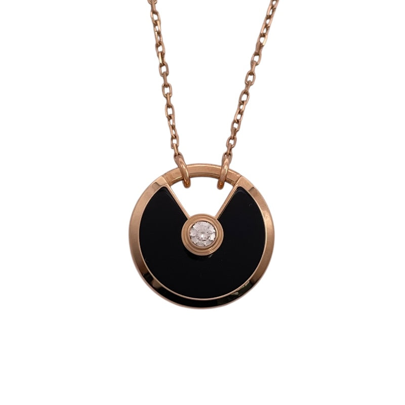 カルティエ Cartier アミュレット ドゥ カルティエ ネックレス K18PG ダイヤモンド オニキス ジュエリー