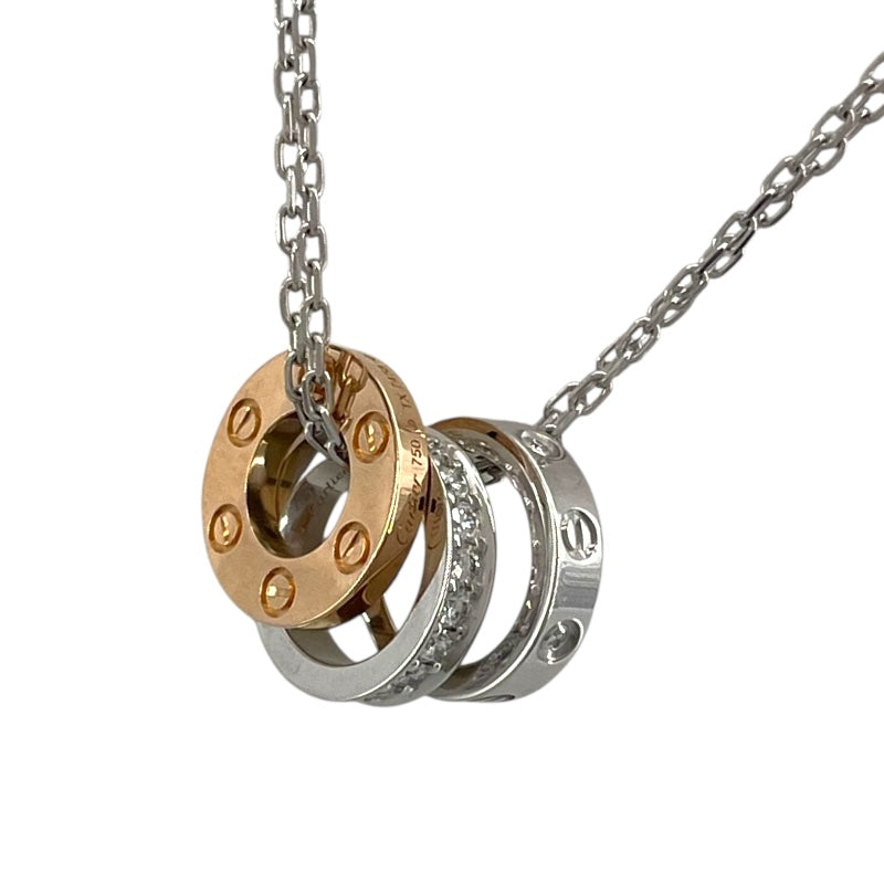 カルティエ Cartier ラブスリーフープ パヴェダイヤ ネックレス マルチカラー 750/ダイヤモンド ジュエリー