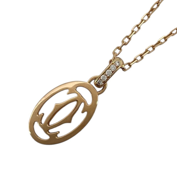 18金　ダイヤ カルティエ　ネックレス カルティエ Cartier ロゴドゥーブルダイヤネックレス ピンクゴールド