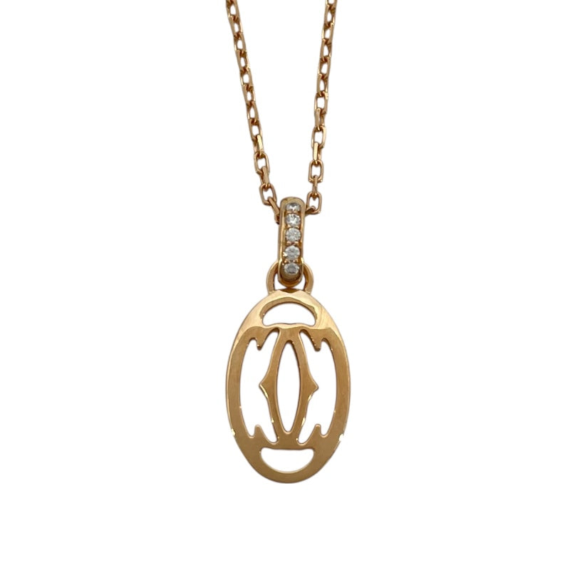 カルティエ Cartier ロゴドゥーブルダイヤネックレス ピンクゴールド Au750 ダイヤモンド ジュエリー